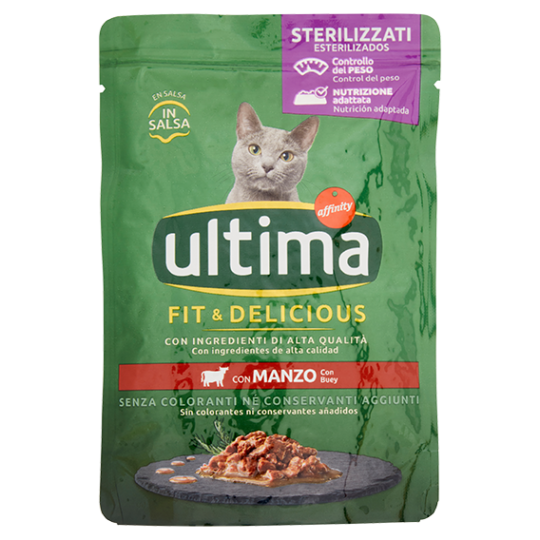 Ultima Cat Sterilizzati Fit & Delicious con Manzo in Salsa 85 g