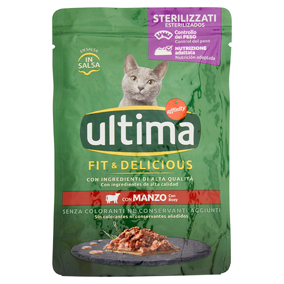 Ultima Cat Sterilizzati Fit & Delicious con Manzo in Salsa 85 g