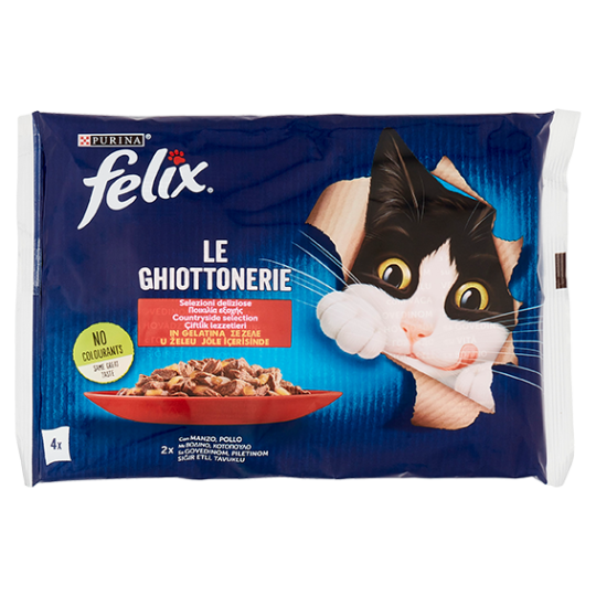 FELIX Le Ghiottonerie Selezioni deliziose in Gelatina (Manzo & Pollo) 4 x 85 g