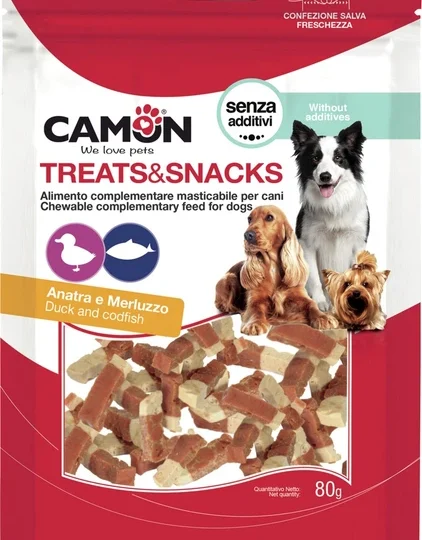 CAMON BOCCONCINI DI ANATRA E MERLUZZO 3.5x0.5cm (80g)