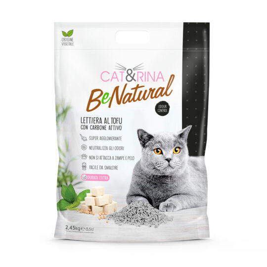 CAT&RINA BENATURAL LETTIERA PER GATTI AL TOFU 2450 G 5,5 L CARBONI ATTIVI
