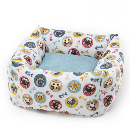 CUCCIA RODI QUADRATA MULTICOLOR CATS 50X50X20H CM CUSC. ESTR.