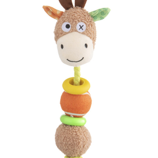 LEOPET GIRAFFA MULTIC. IN TESSUTO E PELUCHE CON PALLA, CORDA E ANELLI IN TPR 30X8 CM