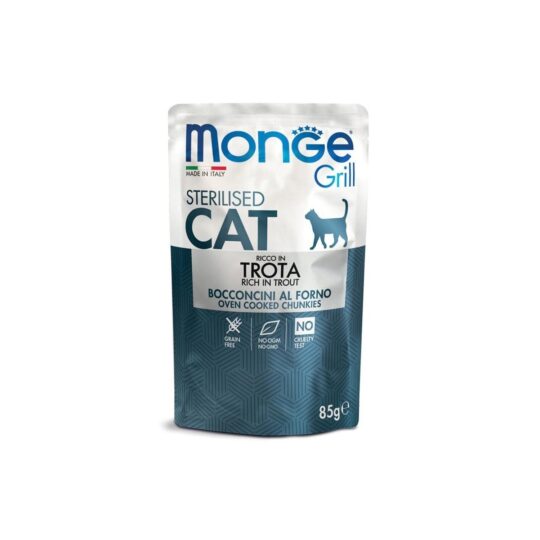 MONGE CAT GRILL ADULT STERILISED TROTA 85GR BUSTE