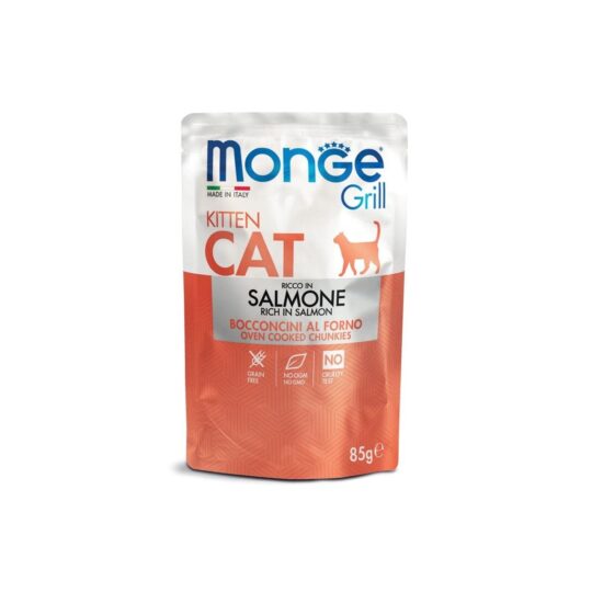 MONGE CAT GRILL KITTEN SALMONE 85GR BUSTE