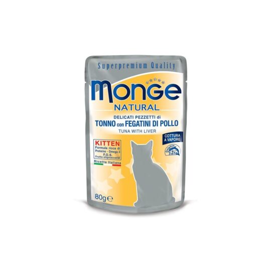 MONGE CAT NATURAL KITTEN TONNO FEGATO DI POLLO 80GR BS