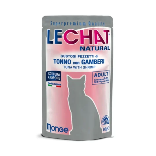 MONGE CAT NATURAL TONNO POLLO GAMBERETTI 80GR BS