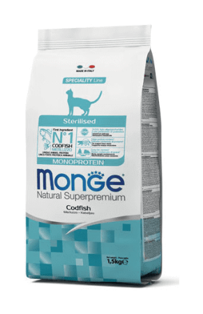 MONGE CAT STERILISED MERLUZZO 1,5KG MONOPROTEICO