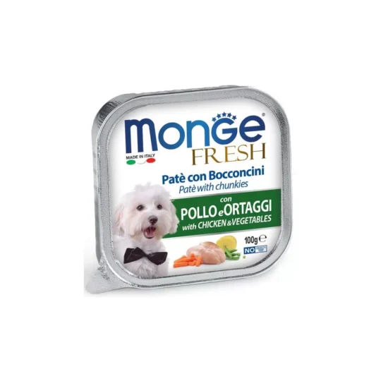 MONGE DOG FRESH POLLO VERDURE 100GR PATE E BOCCONCINI VASCHETTA