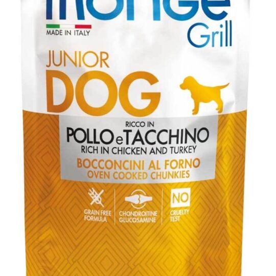 MONGE DOG GRILL PUPPY JUNIOR POLLO E TACCHINO 100GR BUSTE