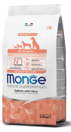 MONGE DOG PUPPY JUNIOR SALMONE RISO 2,5KG ALL BREEDS