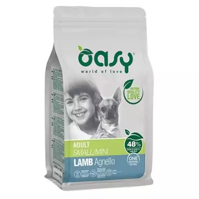 oasy cane adulto small mini agnello 800gr