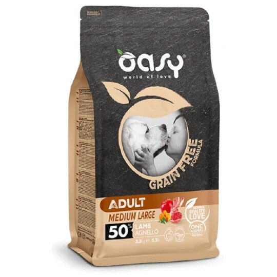 Oasy Dry Dog GRAIN FREE - ADULT MEDIUM LARGE AGNELLO 12 Kg