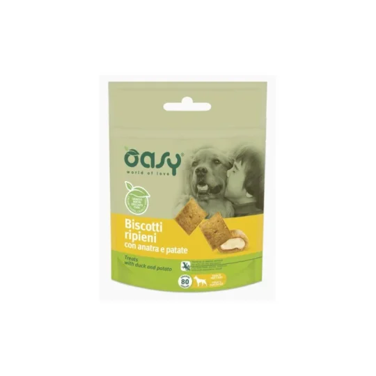 Oasy Snack Dog - BISCOTTI ripieni con ANATRA e PATATE 80 gr