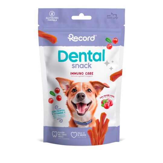 RECORD DENTALSNACK IMMUNE CARE SNACK PER CANI TWISTERINI 75 gr. MIRTILLO ROSSO