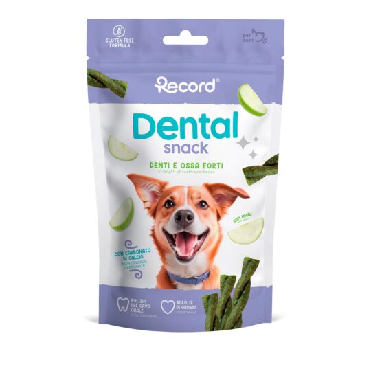 RECORD DENTALSNACK OSSA E DENTI SNACK PER CANI TWIST 75 gr. MELA