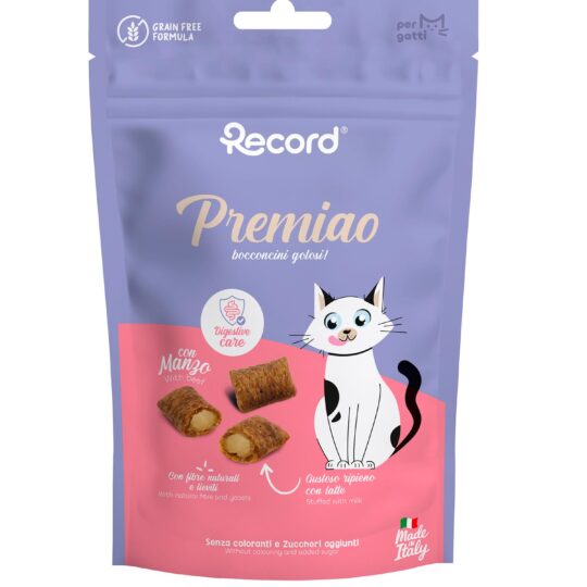RECORD PREMIAO INTESTINO SANO SNACK RIPIENI PER GATTI 50 gr. MANZO
