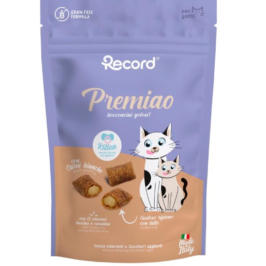 RECORD PREMIAO KITTEN SNACK RIPIENI PER GATTI E GATTINI 50 gr. CARNI BIANCHE