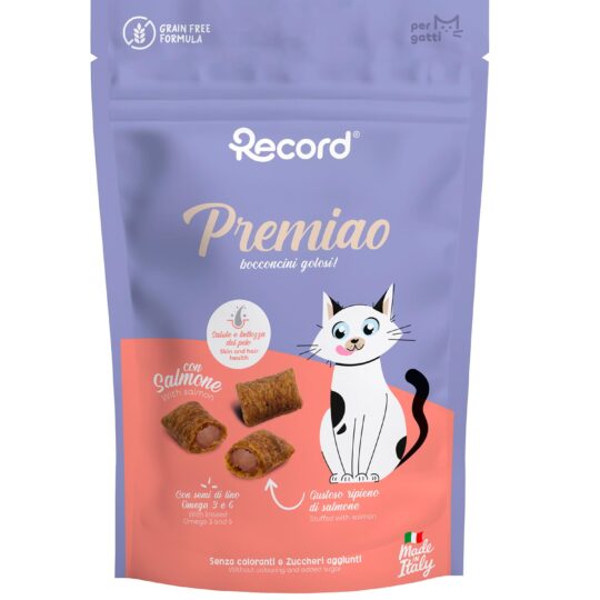 RECORD PREMIAO PELLE E PELO SNACK RIPIENI PER GATTI 50 gr. SALMONE
