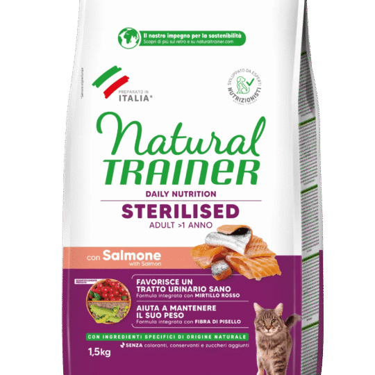 TRA CAT NAT ADULT STERILISED SALMONE 1,5KG MIRTILLO