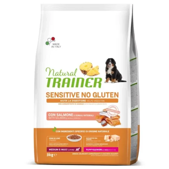 NATURAL TRAINER SENSITIVE M/M PUPPY&JUNIOR SALMONE 3KG NO GLUTEN