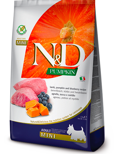 Farmina Natural & Delicious Pumpkin Grain Free Puppy Mini con Agnello, Zucca e Mirtillo 2,50KG