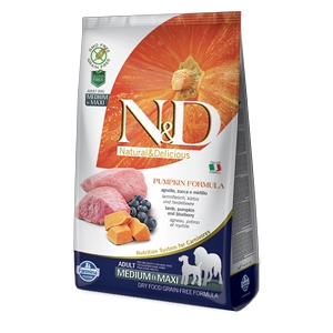 Farmina Natural & Delicious Pumpkin Grain Free Adult Medium & Maxi con Agnello, Zucca e Mirtillo 12 KG