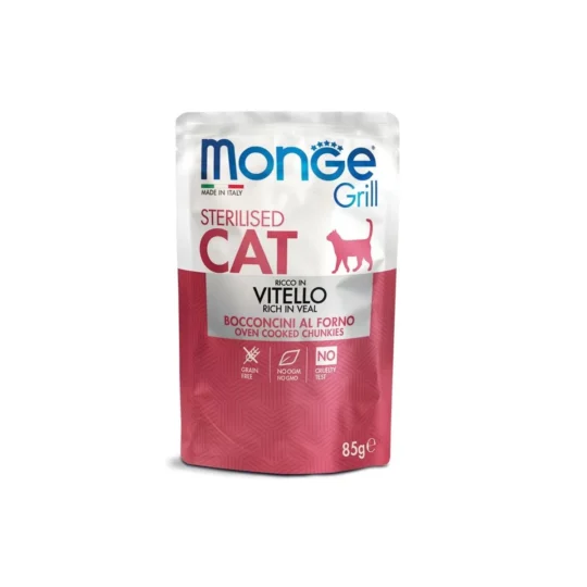MONGE CAT GRILL ADULT STERILISED VITELLO 85GR BUSTE