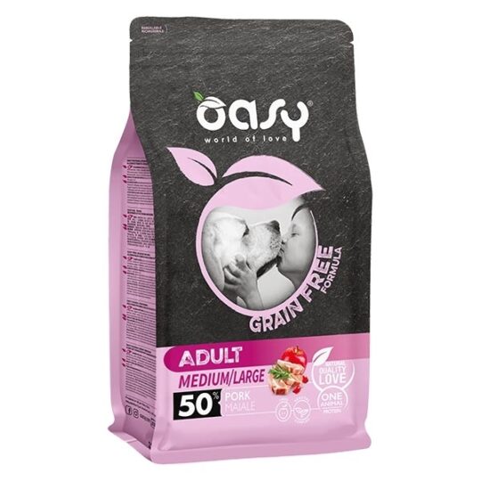 Oasy Dry Dog GRAIN FREE - ADULT MEDIUM/LARGE MAIALE 2,5 Kg
