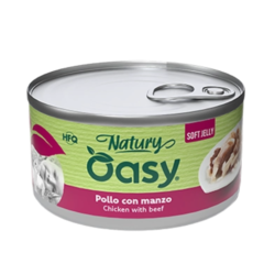 Oasy Wet Cat Natury Soft Jelly - POLLO CON MANZO Lattina 85 gr (24pz)