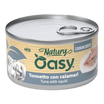 Oasy Wet Cat Natury Cooking Broth - TONNETTO CON CALAMARI Lattina 85 gr
