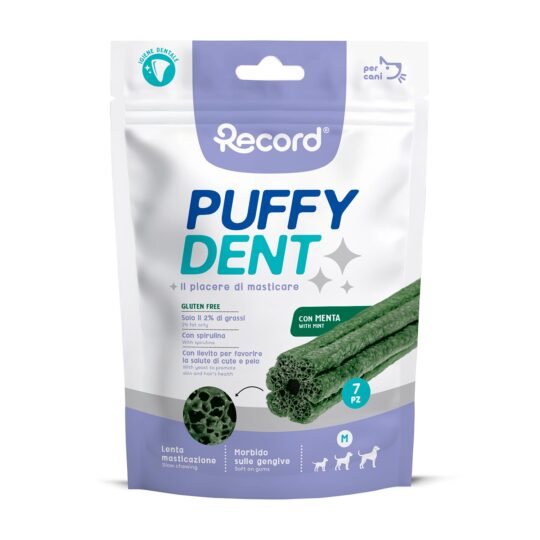 RECORD PUFFYDENT 7 SNACK MORBIDO PER CANI M 105 gr. MENTA