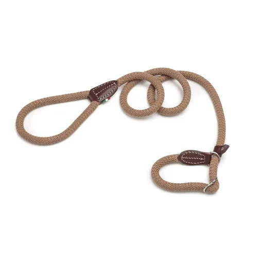 LEOPET BIANCA GUINZAGLIO STRANGOLO IN CORDA DI COTONE CREMA CON FERMO 130XØ1,2 CM