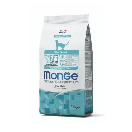 MONGE GATTO STERILISED  MONOPROTEICO MERLUZZO 1,5KG