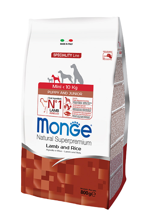 MONGE CANE MINI PUPPY/JUNIOR AGNELLO E RISO 800GR