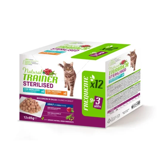 NATURAL TRAINER 12X85GR STERILISED TURKEY CODFISH MULTIPACK