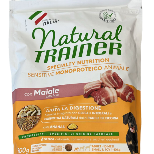 NATURAL TRAINER SENSITIVE NO GLUTEN MINI MAIALE 800GR