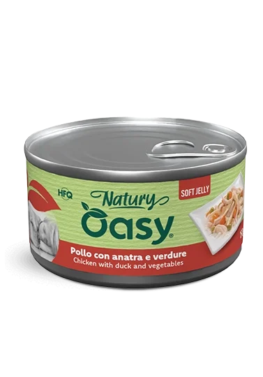 Oasy Wet Dog Natury Soft Jelly - POLLO CON ANATRA E VERDURE Lattina 150 gr