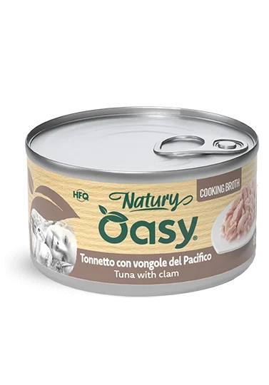 Oasy Wet Cat Natury Cooking Broth - TONNETTO CON VONGOLE Lattina 85