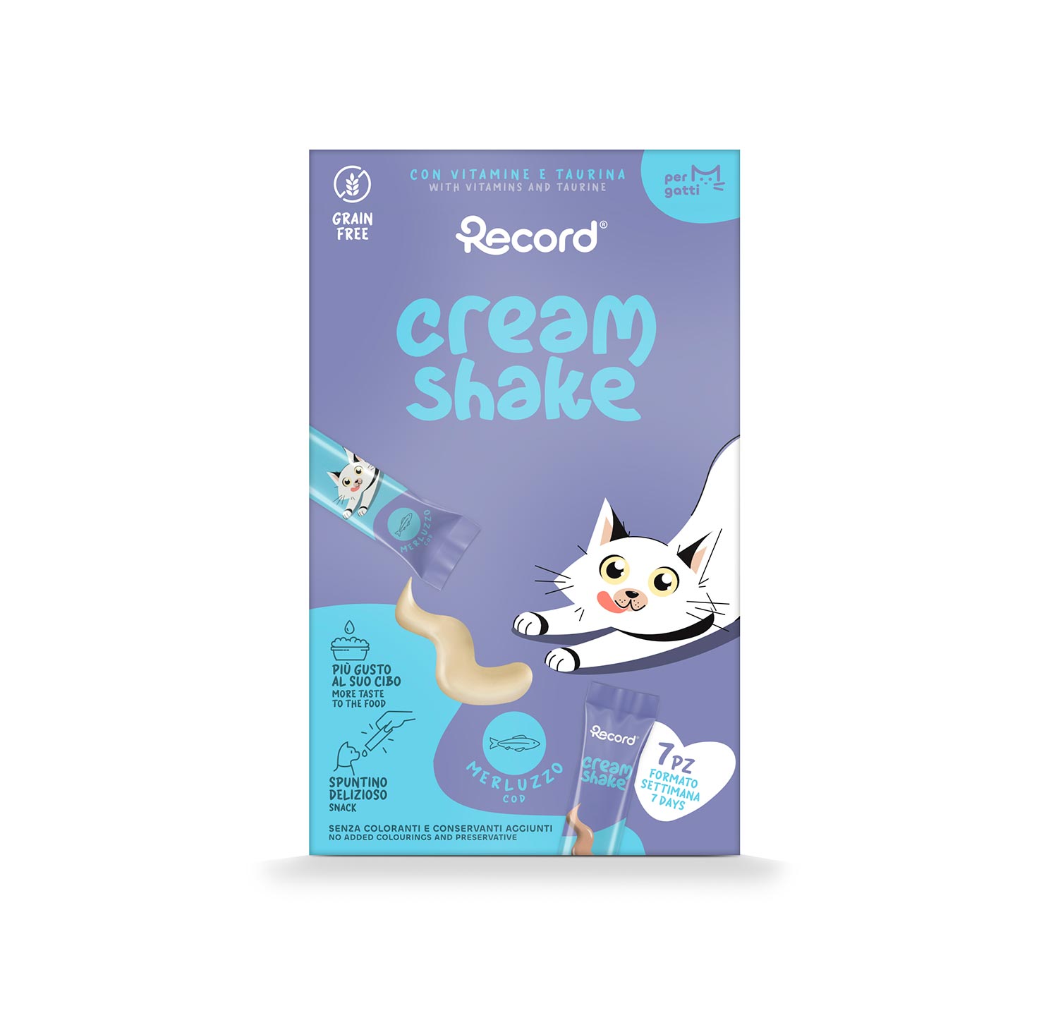RECORD CREAM SHAKE SNACK PER GATTI 7X12G MERLUZZO