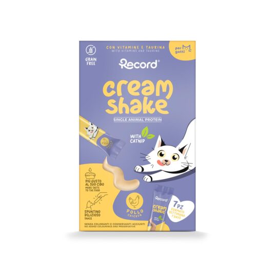 RECORD CREAM SHAKE SNACK PER GATTI 7X12G POLLO E CATNIP