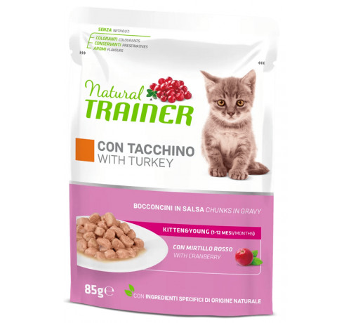 TRA CAT NAT UM BUSTA KITTEN&YOUNG TACCHINO (TURKEY) 85GR BOCCONCINI IN SALSA