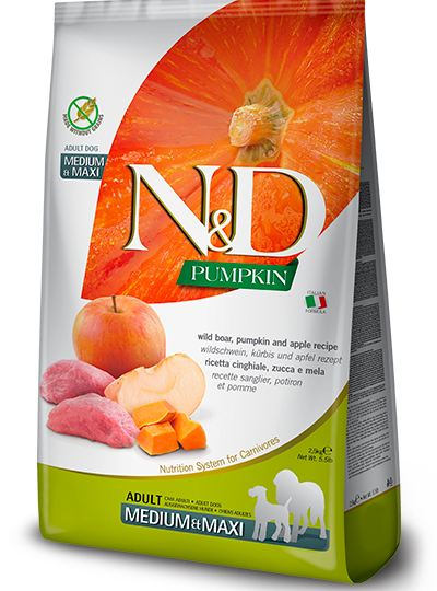 FARMINA N&D PUMPKIN BOAR&APPLE, ADULT MEDIUM/MAXI KG.2,5