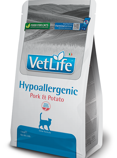 FARMINA VET LIFE NATURAL HYPOALLERGENIC PORK & POTATO FELINE 400 GR