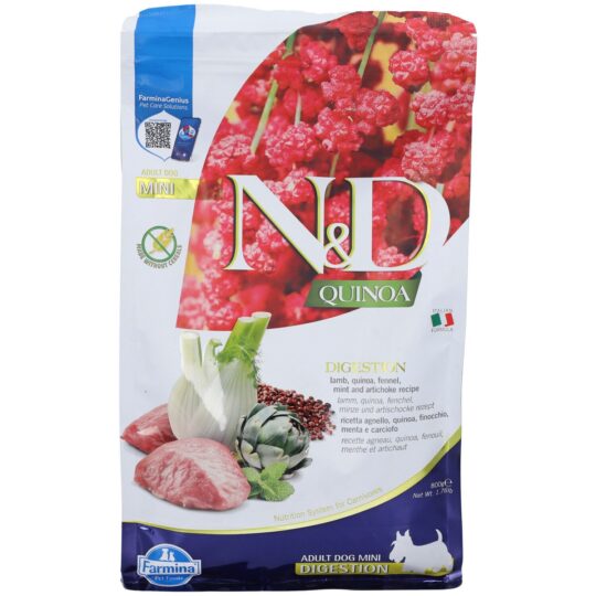N&D QUINOA DOG DIGESTION LAMB ADULT MINI 800 GR.(NEW) *PROMO*