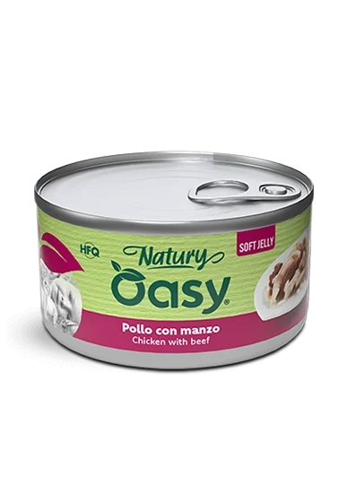 OASY WET GATTO NATURY SOFT JELLI POLLO CON MANZO 150 GR
