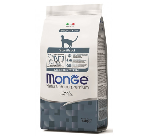 MONGE GATTO MONOPROTEICO STERILIZED TROTA KG.1,5