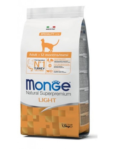 MONGE NATURAL SUPERPREMIUM CAT LIGHT TACCHINO 1,5KG