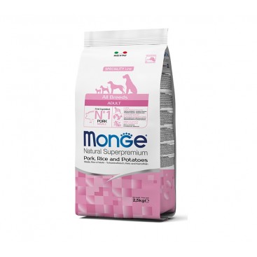 MONGE NATURAL SUPERPREMIUM ALL BREEDS ADULT MAIALE RISO E PATATE 2,5 KG