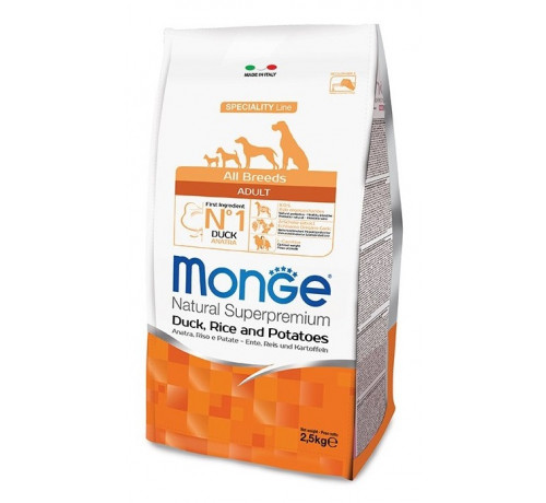 MONGE NATURAL SUPERPREMIUM ALL BREEDS ADULT ANATRA 2,5KG